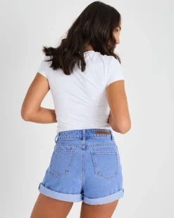 Best Blondie Roll Up Shorts Women Denim|Bottoms