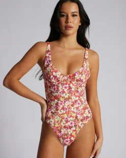 One Pieces*Rhythm Bloom Floral Underwire One Piece Swimsuit Red
