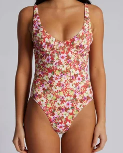 One Pieces*Rhythm Bloom Floral Underwire One Piece Swimsuit Red