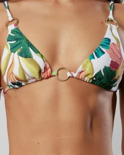 Bikinis*Kaiami Bloom Ring Triangle Bikini Top White/multi