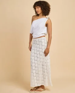 Linen Blend|Tops*YH & Co Bobby Off Shoulder Top White
