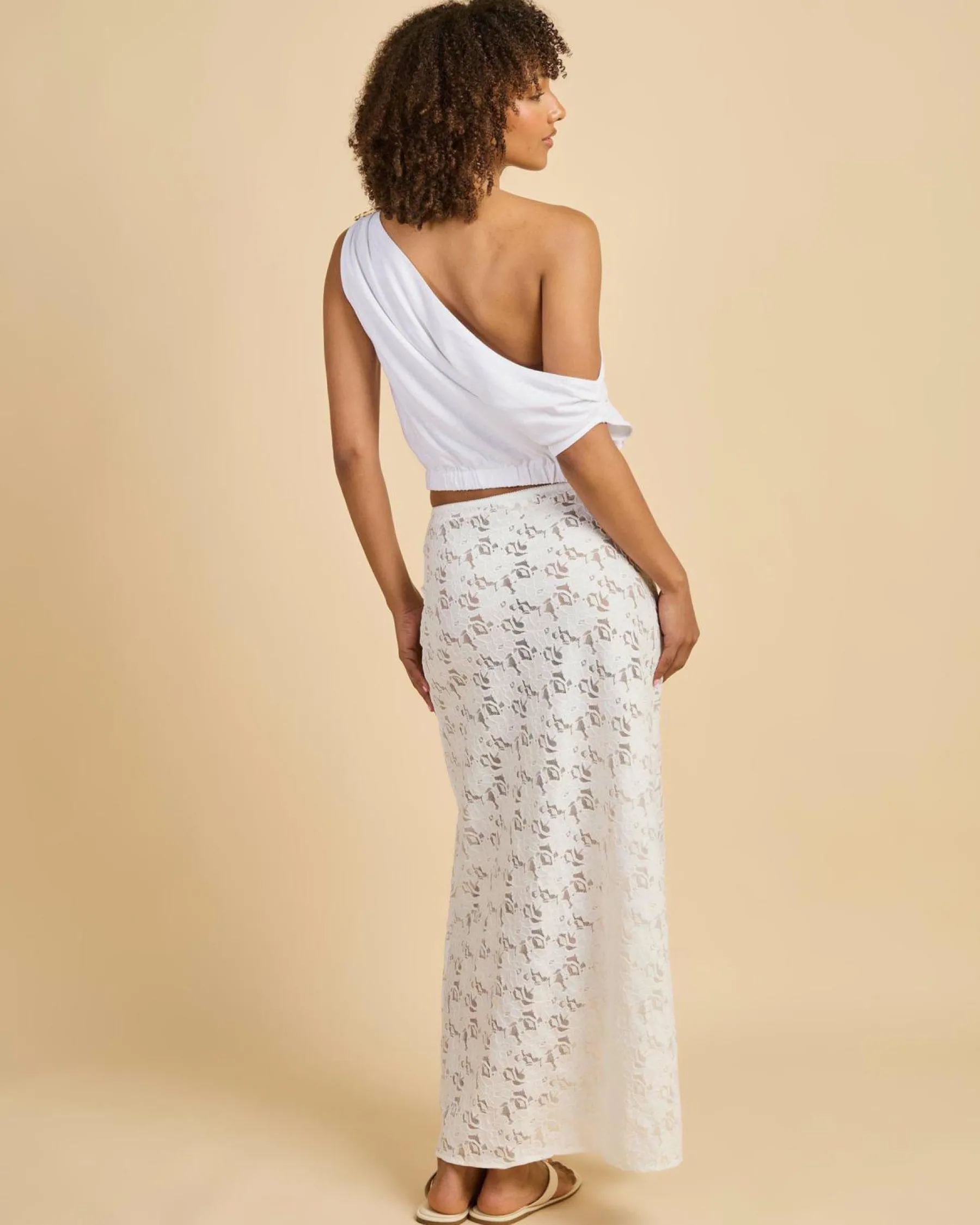 Linen Blend|Tops*YH & Co Bobby Off Shoulder Top White