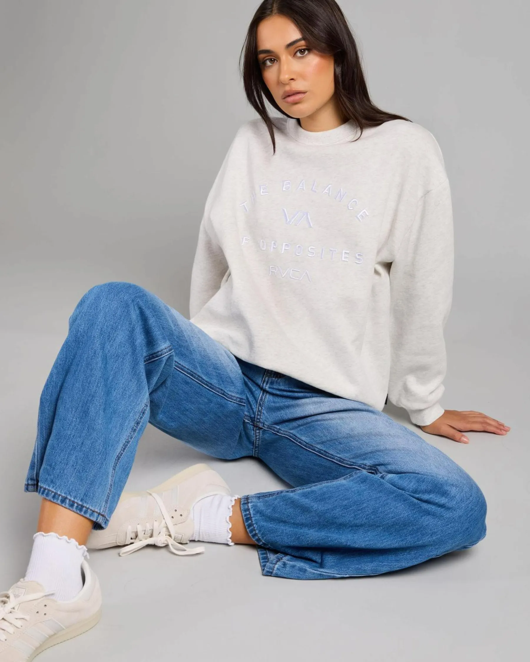 Jumpers & Hoodies*RVCA Bold Vintage Crewneck Sweatshirt Grey Marle