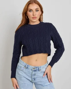 Knitwear|Jumpers & Hoodies*Ava And Ever Bookworm Cable Knit Jumper Navy
