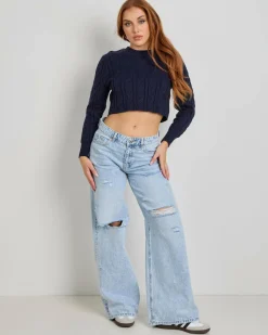 Knitwear|Jumpers & Hoodies*Ava And Ever Bookworm Cable Knit Jumper Navy