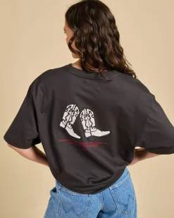 Tops*Wrangler Boot Scootin' Slouch T-Shirt Worn Black