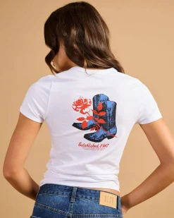 Tops*Wrangler Boots N Roses Staple Baby Tee Optic White