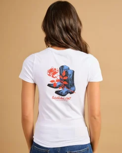 Tops*Wrangler Boots N Roses Staple Baby Tee Optic White