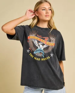 Discount Born To Ride Oversized T-Shirt Women Tops