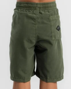 Board Shorts|Shorts & Bottoms*Billabong Boys' All Day Overdye Layback Beach Shorts Dark Military