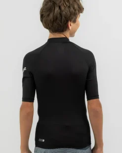 Rashies*Quiksilver Boys' All Time Short Sleeve Rash Vest Black