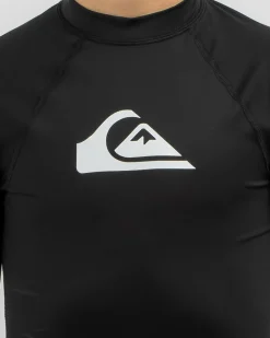 Rashies*Quiksilver Boys' All Time Short Sleeve Rash Vest Black