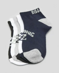 Socks & Accesories*Billabong Boys' Ankle Socks 5 Pack Multi