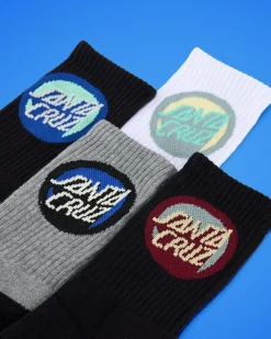 Socks & Accesories*Santa Cruz Boys' Bold Shadow Dot Crew Socks 4 Pack Black White-gmarle