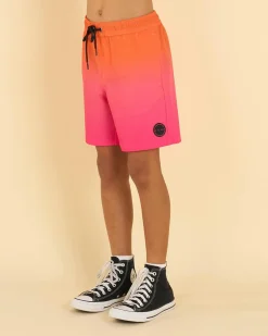 Board Shorts|Shorts & Bottoms*Skylark Boys' Brightside Elastic Waist Shorts Orange/pink