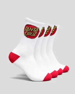 Socks & Accesories*Santa Cruz Boys' Classic Dot Crew Socks 4 Pack White