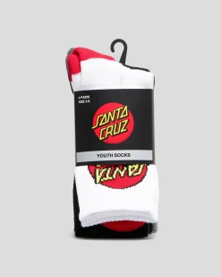 Socks & Accesories*Santa Cruz Boys' Classic Dot Crew Socks 4 Pack Multi