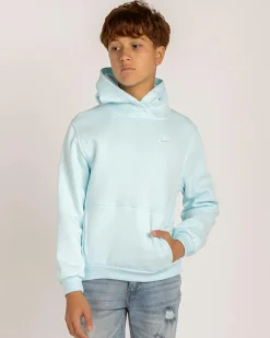 Outerwear*Nike Boys' Club Fleece Hoodie Glacier Blue/white