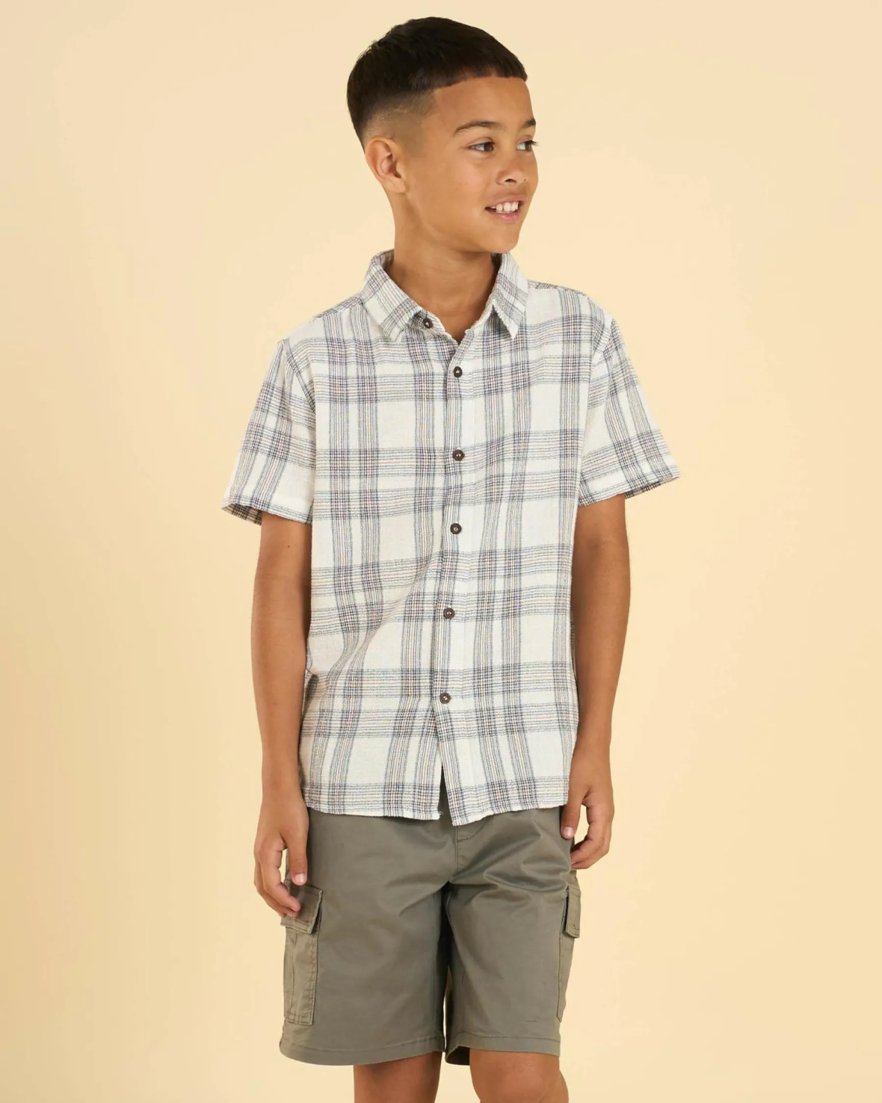 Tops & T-Shirts*Jacks Boys' Coordinate Short Sleeve Shirt Off White/black