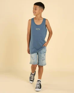 Tops & T-Shirts*Billabong Boys' Crossboards Tank Steel Blue