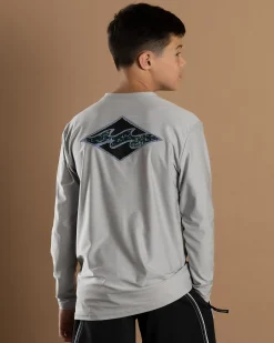 Rashies*Billabong Boys' Diamond Shoreline Long Sleeve Rash Vest Light Grey Heather