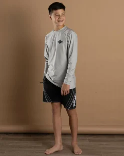 Rashies*Billabong Boys' Diamond Shoreline Long Sleeve Rash Vest Light Grey Heather