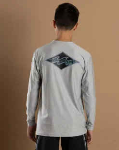 Rashies*Billabong Boys' Diamond Shoreline Long Sleeve Rash Vest Light Grey Heather