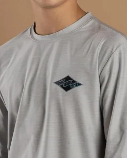 Rashies*Billabong Boys' Diamond Shoreline Long Sleeve Rash Vest Light Grey Heather