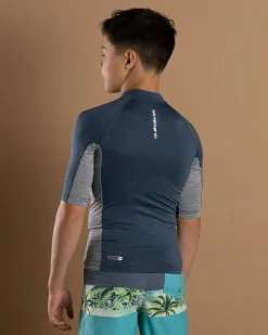 Rashies*Quiksilver Boys' Everyday UPF50 Comp Short Sleeve Rash Vest Vintage Indigo Heather