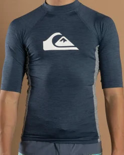 Rashies*Quiksilver Boys' Everyday UPF50 Comp Short Sleeve Rash Vest Vintage Indigo Heather