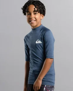 Rashies*Quiksilver Boys' Everyday UPF50 Short Sleeve Rash Vest Vintage Indigo Heather