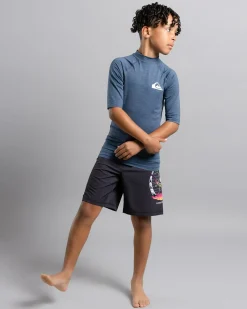 Rashies*Quiksilver Boys' Everyday UPF50 Short Sleeve Rash Vest Vintage Indigo Heather