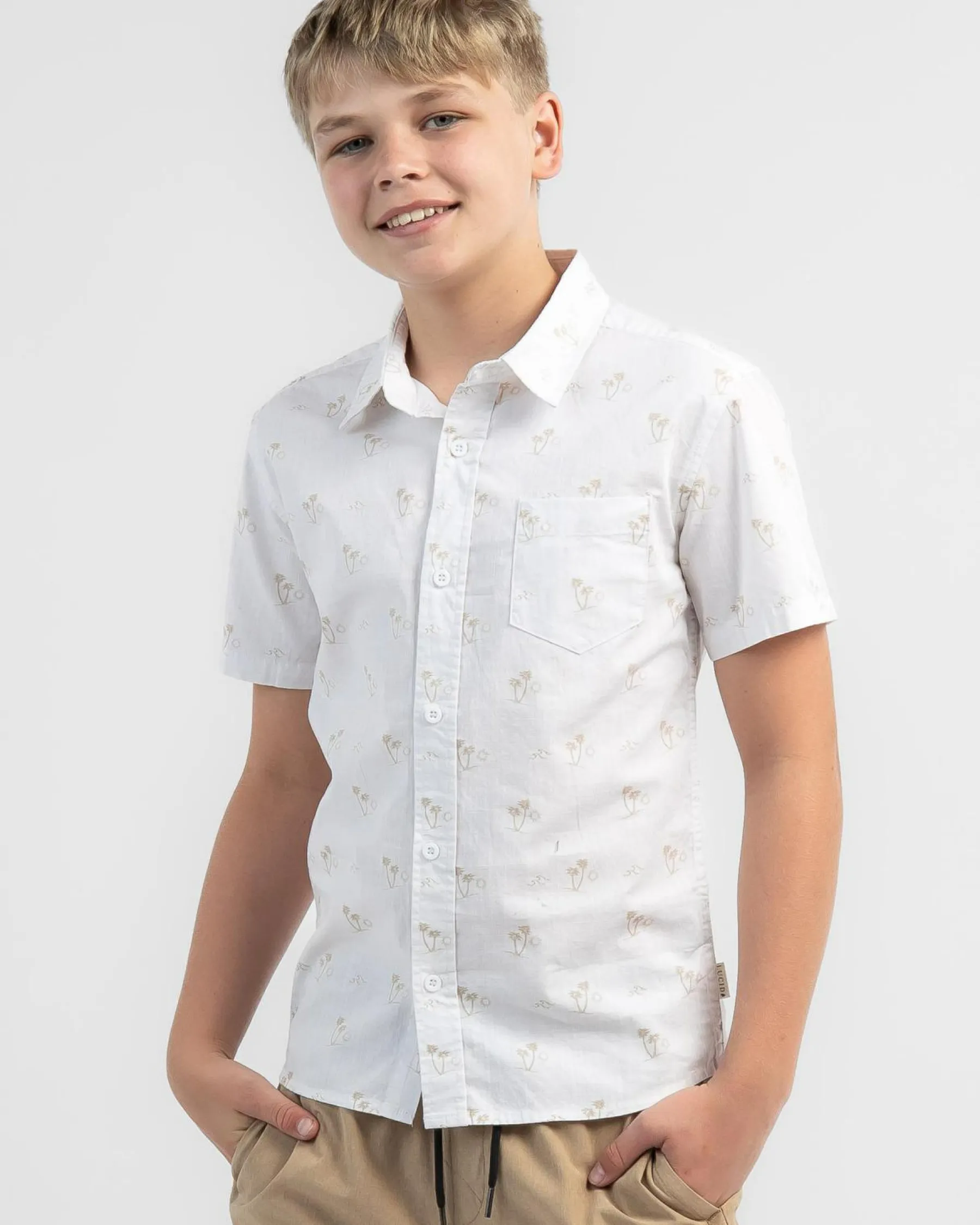 Tops & T-Shirts*Lucid Boys' Exiled Short Sleeve Shirt White