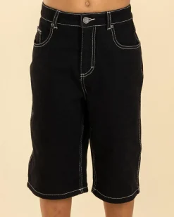 Denim|Shorts & Bottoms*Santa Cruz Boys' Flamed Collegiate Arch Denim Shorts Black
