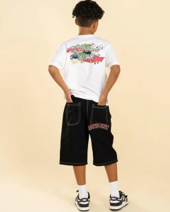 Denim|Shorts & Bottoms*Santa Cruz Boys' Flamed Collegiate Arch Denim Shorts Black