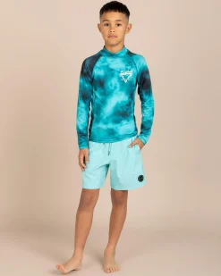 Rashies*Skylark Boys' Frequency Long Sleeve Rash Vest Mint Mottle