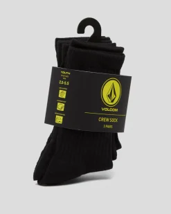 Socks & Accesories*Volcom Boys' Full Stone Socks 3 Pack Black