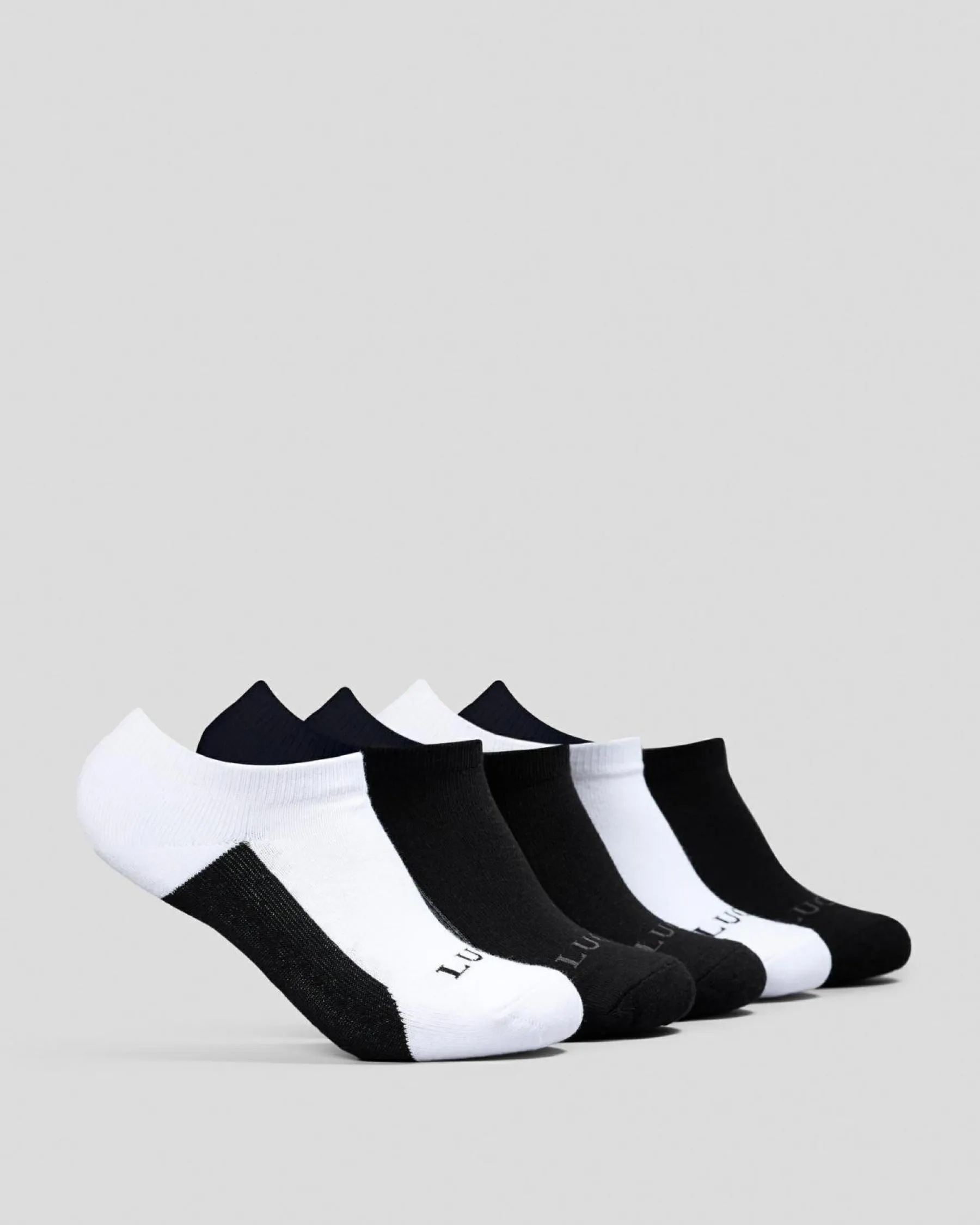 Socks & Accesories*Lucid Boys' Fuzzled Ankle Socks 5 Pack Black/white