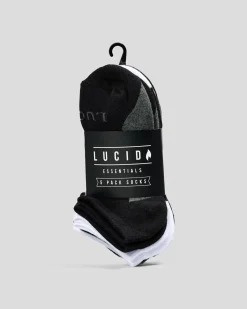 Socks & Accesories*Lucid Boys' Fuzzled Ankle Socks 5 Pack Black/white