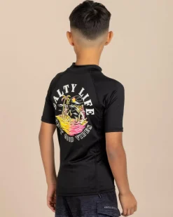 Rashies*Salty Life Boys' Good Vibes Short Sleeve Rash Vest Black