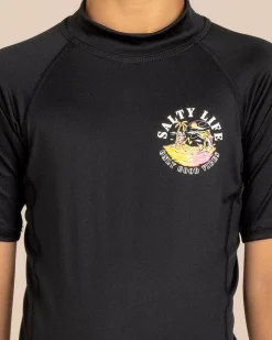 Rashies*Salty Life Boys' Good Vibes Short Sleeve Rash Vest Black