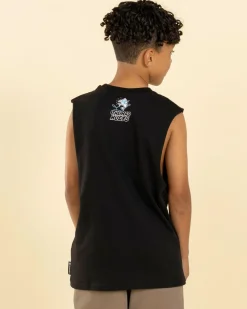 Tops & T-Shirts*The Mad Hueys Boys' Great Bite Shark Muscle Tank Black