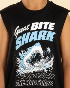 Tops & T-Shirts*The Mad Hueys Boys' Great Bite Shark Muscle Tank Black