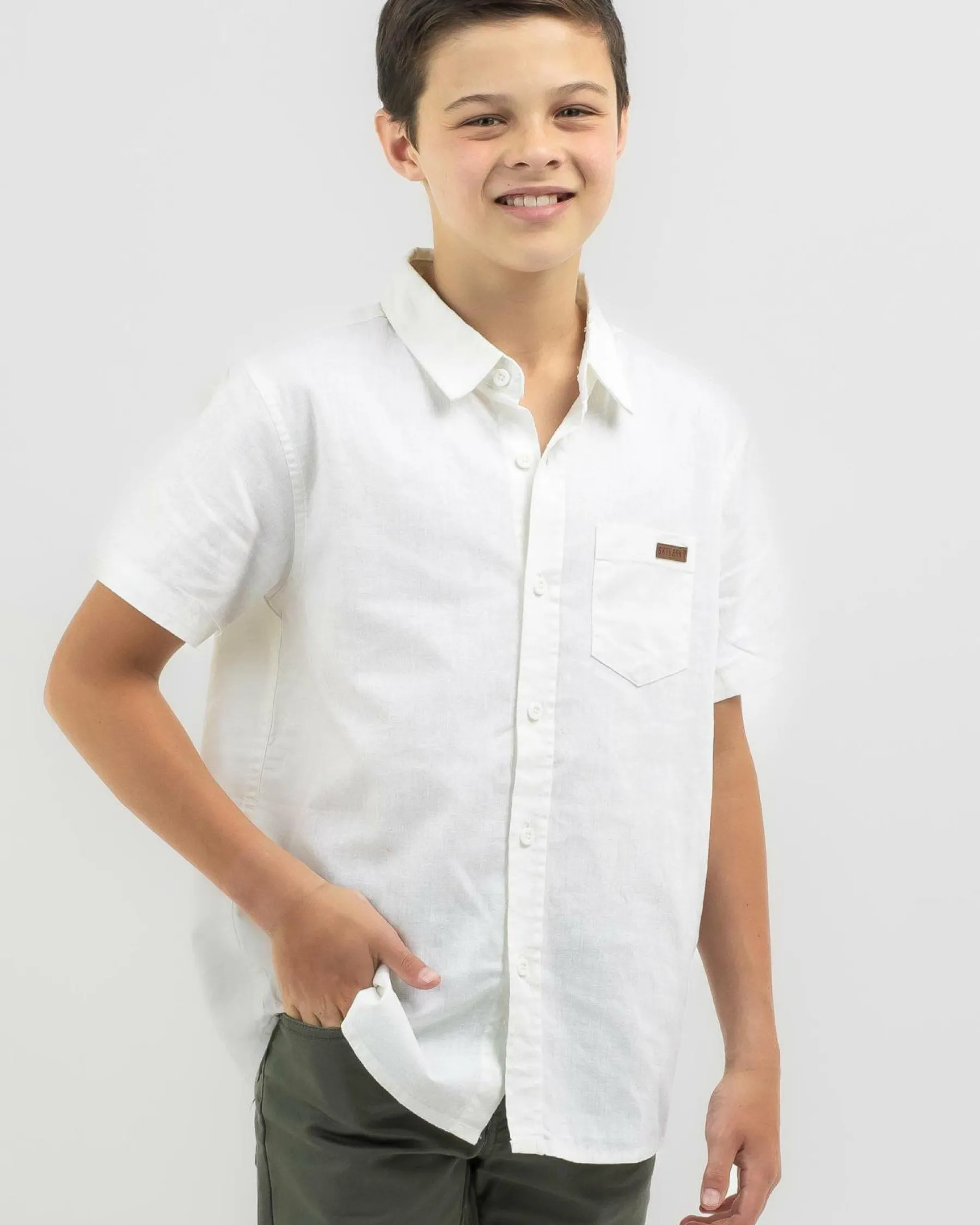 Tops & T-Shirts*Skylark Boys' Hemp Short Sleeve Shirt White