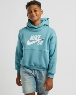 Outerwear*Nike Boys' Icon Fleece Hoodie Denim Turquoise/white