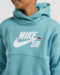 Outerwear*Nike Boys' Icon Fleece Hoodie Denim Turquoise/white
