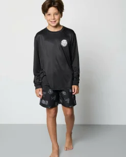 Rashies*Rip Curl Boys' Icons Surflite Long Sleeve Rash Vest Black/ White