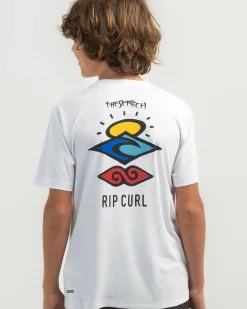 Rashies*Rip Curl Boys' Icons Surflite Short Sleeve Rash Vest White