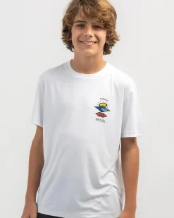Rashies*Rip Curl Boys' Icons Surflite Short Sleeve Rash Vest White