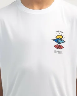 Rashies*Rip Curl Boys' Icons Surflite Short Sleeve Rash Vest White
